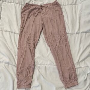 H&M Divided Linen Joggers. Mauve Pink. Medium.